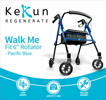 Picture of Kekun Walk Me Fit 6in Rollator PBlue